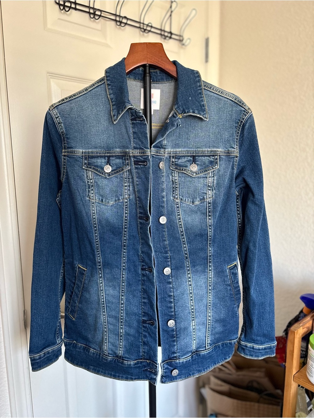 LuLaRoe Blue Denim Jacket with back design